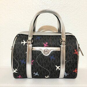 Michael Kors Airplane Print Small Duffle Crossbody Bag